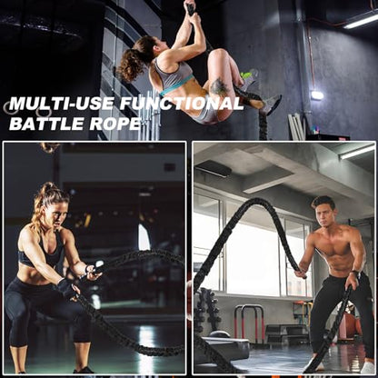 Battle Rope 1/1.26/1.5/2 Inch Diameter,Pink 30FT/40FT/50FT Exercise Workout Ropes for Home Gym Heavy Weighted Training Rope for Working Out - style: 1.5 inch 30ft