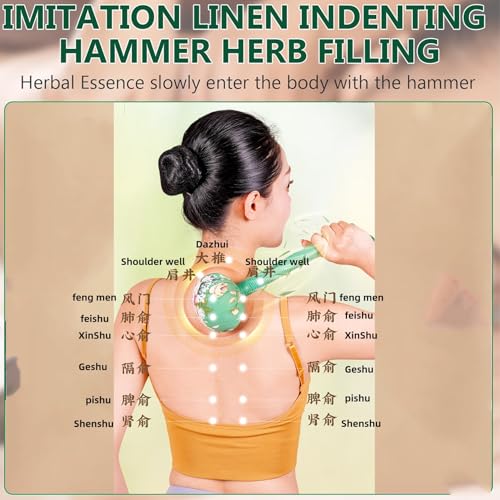 Mugwort Massage Hammer, Massage Tools Back, Shoulder & Body - Handheld Percussion Therapy Tool with US Design Patent, (Toffee Pink, Olive Green) - color: Toffee Pink, Olive Green