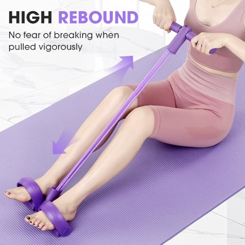 Pedal Resistance Bands with Handles, Multifunction Tension Rope for Full Body Workout, Yoga, Stretching, Arm Leg Waist Exercise, Portable Elastic Band