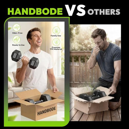 HANDBODE Hex Dumbbell Sets with Rack, 100-165 lb Rubber Encased Dumbbells for Strength Training, Exercise & Fitness, Home Gym Weight Set with Rack - style: 200 lb (10, 15, 20, 25, 30 lb) X 2 & Rack