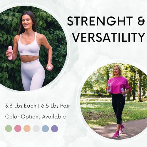 Polyfit Dumbbell Weight Bars for Women - 3.3 LB Each | 6.5 LB Pair - Dumbbell Set for Walking, Yoga, Dance, Barre, Pilates, Cardio, Aerobics