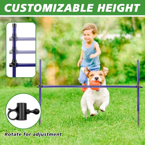 Dog Agility Course Backyard Set, Metal Dog Agility Training Equipment Adjustable Height Obstacle Course for Dog Hurdles Jumps (3 Pack)