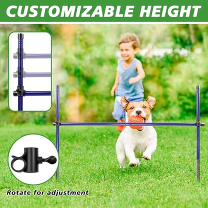 Dog Agility Course Backyard Set, Metal Dog Agility Training Equipment Adjustable Height Obstacle Course for Dog Hurdles Jumps (3 Pack)