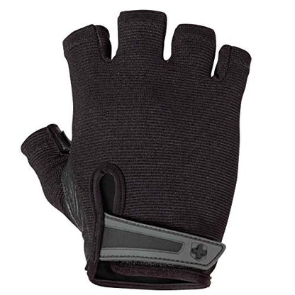 Harbinger Power Non-Wristwrap Workout Weightlifting Gloves with StretchBack Mesh and Leather Palm - color: BLACK, size: Small