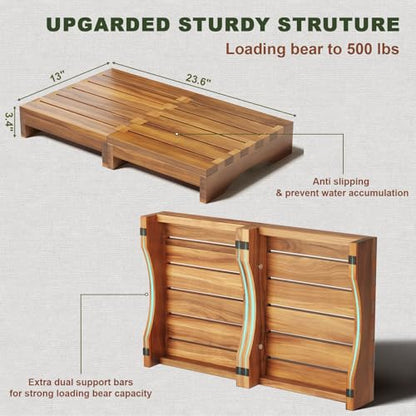 Acacia Wood Platform Step Stool, 3.5" Height Wooden Steps for Outdoor Use, Bed One Step Platform for Adults/Elderly, Non-Slip Prefab Porch Steps for Outside