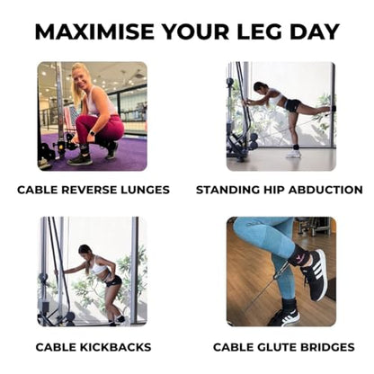 Ankle Straps for Cable Machines Women, Glute Kickback Cable Machine Attachments, Gym Ankle Cuffs, Wrist Cuffs for Workout, Leg Training Accessory, Fitness Gear for Home or Gym