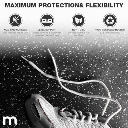 Matter Flex 100% Rubber Floor Mats - Recycled Rubber Gym Flooring for Home Gym, Interlocking Exercise Tiles, Made in The USA, Gym Tiles, Corner (4 tiles/16 Sq. Ft.), Black with Red Speck