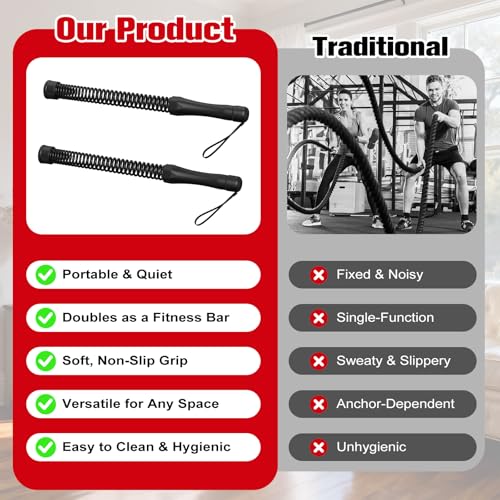 Relife Ropeless Battle Ropes, 2 in 1 Weighted Cordless Battle Ropes for Home Gym - Portable Home Gym Equipment for HIIT, Strength Building, Low-Impact Cardio for Men & Women