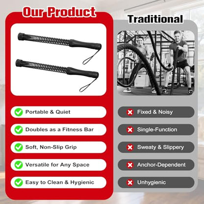 Relife Ropeless Battle Ropes, 2 in 1 Weighted Cordless Battle Ropes for Home Gym - Portable Home Gym Equipment for HIIT, Strength Building, Low-Impact Cardio for Men & Women