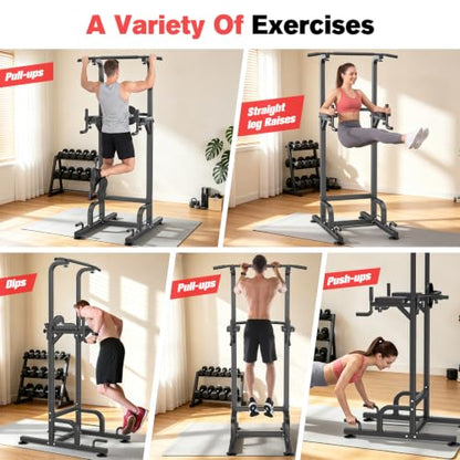 RELIFE REBUILD YOUR LIFE Pull Up Bar Free Standing Power Tower for Home Gym - color: Black