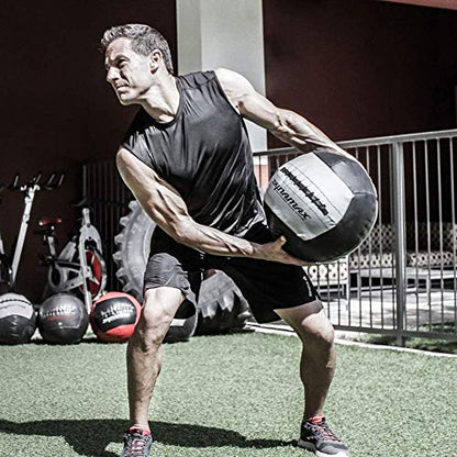 Dynamax 16 Pound 14 Inch Diameter Exercise Weight Training Fitness Medicine Ball for Home Gym Core Toning Workout, Gray and Black