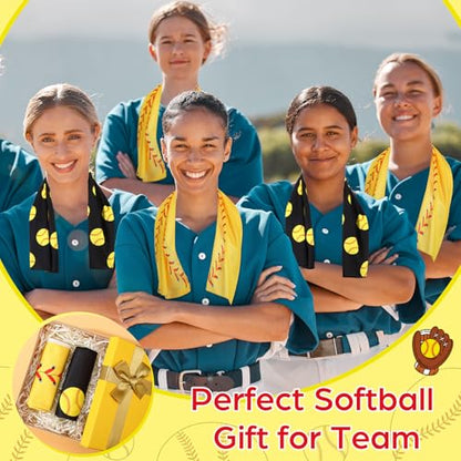 12 Pcs Softball Cooling Towels 30" x 9" Quick Dry Microfiber Sweat Towels for Workout, Gym, Running, Softball Teams Sports Fans Party Favors Gifts - style: Softball