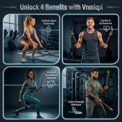 Ropeless Battle Rope with Adjustable Weights, Weighted Cordless Battle Ropes for Home Gym, Portable Strength Training Equipment for Small Space Workout, Heavy Duty 2-Pack Set