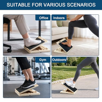 Wooden Extra Wide Slant Board with Resistance Band for Exercise