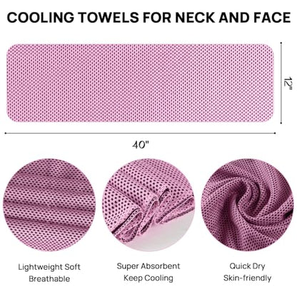 JBM Cooling Towel 40” X 12” Ice Towel Quick Dry Breathable Soft Microfiber Towels for Sports, Camping, Beach, and Outdoor Activities (Pink) - color: Pink