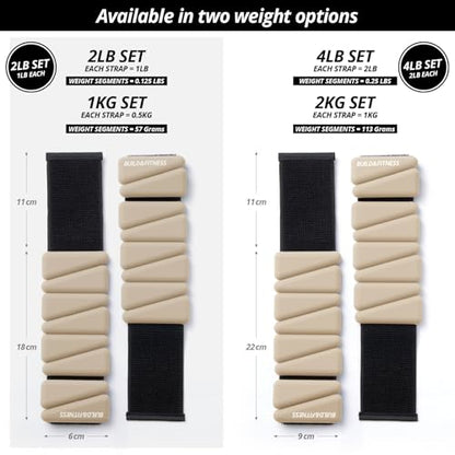 Wrist & Ankle Weights, Adjustable Bands for Women & Men Workouts, Set of 2 – 2lb or 4lb (1lb or 2lb each strap) Ideal for Runs, Jogs, Walks, Yoga, Dance, Pilates, Cardio, Aerobics, Strength Training