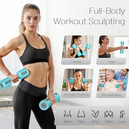 EAST MOUNT Adjustable Dumbbells 5 lb Dumbbells Set of 2 / Pair 10 lb Total Free Weights 6 in 1 Women Hand Weights for Home,Office,Gym Exercise Training 2lb 3lb 4lb 5lb Fast Adjust - color: Blue