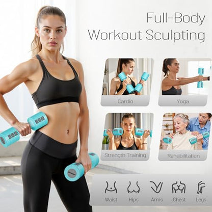 EAST MOUNT Adjustable Dumbbells 5 lb Dumbbells Set of 2 / Pair 10 lb Total Free Weights 6 in 1 Women Hand Weights for Home,Office,Gym Exercise Training 2lb 3lb 4lb 5lb Fast Adjust - color: Blue