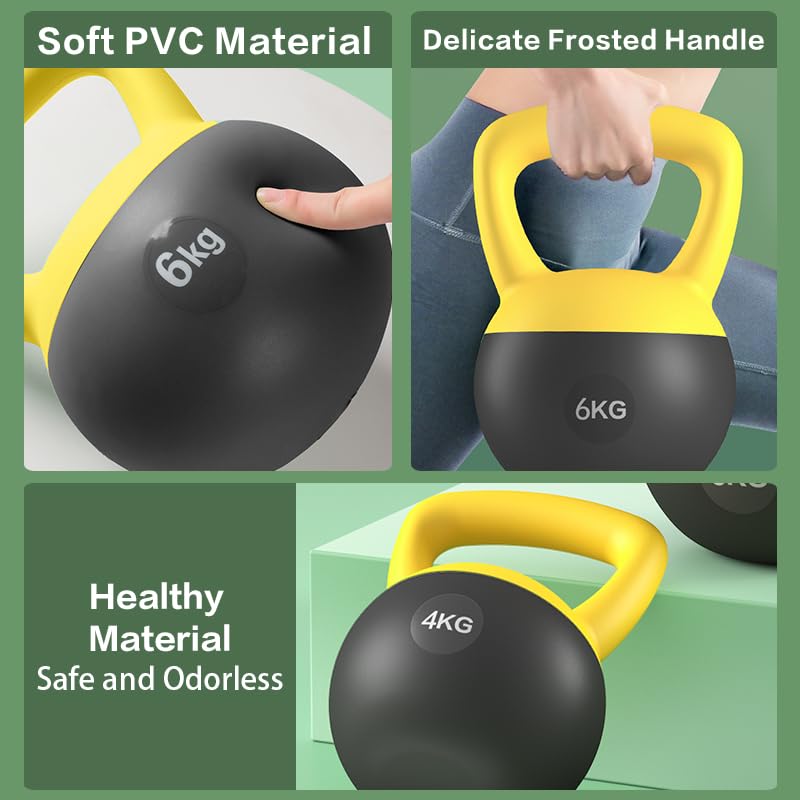 Soft Kettlebell 5lb 10lb 20lb, Strength Training Kettlebells for Womens, Kettle Bell with Iron Sand Filled, Non-Slip Handle Weights for Home Gym Workout