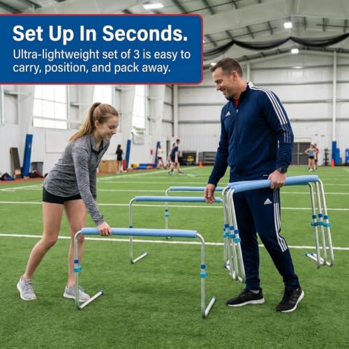 Amber Track and Field Self Return Aluminum Hurdle Midi Adjustable from 24" to 36" (Set of 3)