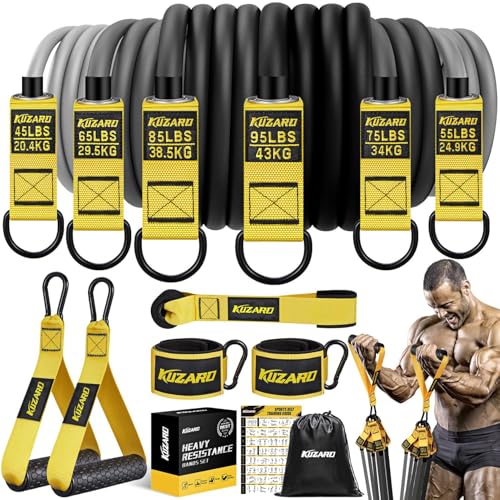 KUZARO Heavy Resistance Bands for Working Out, 300lbs/360lbs Heavy Exercise Bands with Handles, Resistance Bands for Men, Weight Bands Set for Muscle Training, Strength, Yoga, Home Workout Equipment - style: 420LBS