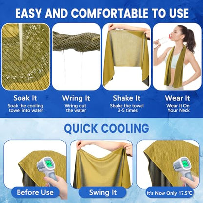 100 Pack Cooling Towels, 40"x12" Cooling Towels for Neck and Face Breathable Soft Chilly Sweat Rag Microfiber Sport Rags for Gym Yoga Golf Running - color: Yellow