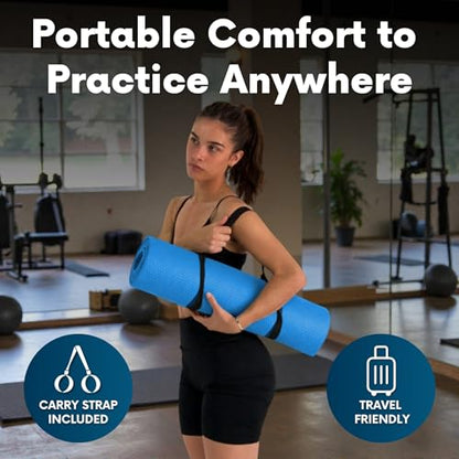 Foldable Yoga Mat Thick, in 6 Combinations; Greater Support and Protection for Joints, Body Alignment System, and Sections for Hands and Feet. Non-slip texture and water-resistant - color: Light Blue