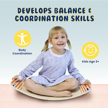 New Bounce Balance Board - Premium Wooden Wobble Board for Exercise & Balance Training - Supports Up to 480 Lbs. - Versatile Rocking Balance Boards for All Ages - size: Small, 10"x 27"