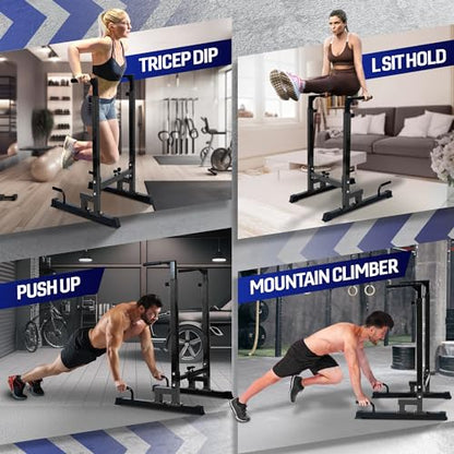 Yes4All Dip Stand 500 LBS Capacity, 80 Levels Adjustable Dip Bars, Dip Station Machine for Home Gym - color: Black