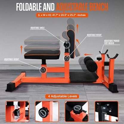 Squat Machine, Foldable Squatting Bench for Home Office Gym Workout Station and Leg Press Exercise, Designed to Train Abs, Thighs, and Glutes, Multifunctional Equipment for Fitness and Training