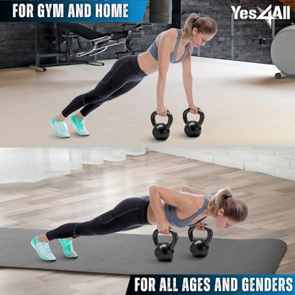 Yes4All Kettlebell Sets, 5 - 10 - 15 - 20 - 25 - 30 LB Cast Iron Strength Training Kettlebells, Wide Handles & Flat Bottom, Multi-Level from Beginners to Pros for Strength Training & Home Gym - color: D. 5 - 10 - 15 lbs