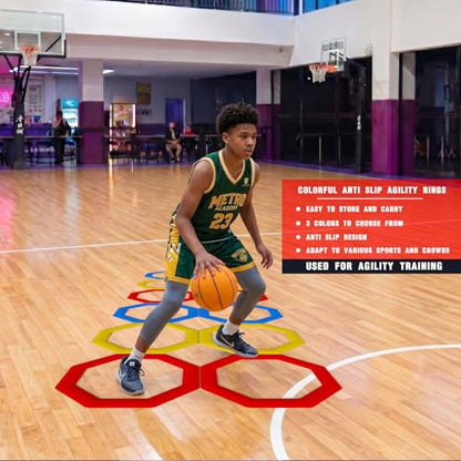 Agility Rings 3 Pcs Suitable for Sports & Fitness Step Training, Non-Slip Silicone Speed Training Rings with 192 Suction Cups, Training Equipment for Basketball Soccer Street Dance
