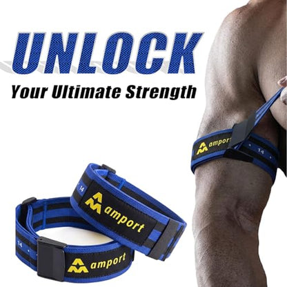 Amport Occlusion Training Bands – 3-Inch Leg & 2-Inch Arm Blood Flow Restriction Bands for Men & Women – Adjustable Buckle Straps for Muscle Building, Rehab & Strength Training – Set of 4