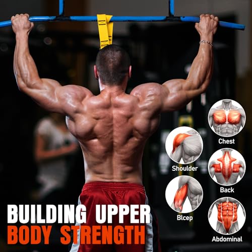 Pull Up Assistance Bands, 300lbs Heavy Duty Resistance Bands for Pull Ups with Adjustable Height, Fabric Feet Rest & Knee Support, Strength Training Pull Up Bar Assist Bands for Home Gym Workouts
