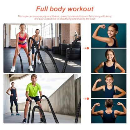 Battle Ropes for Home Gym 1 Inch Diameter 30FT Length Workout Rope Exercise Rope Training Ropes with Protective Sleeve for Kids Men Women Exercise Fitness & Strength Training - style: 1IN -30FT