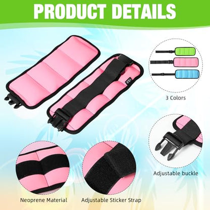 3 Pairs Ankle Weights for Men Women 0.5lb/1lb/1.5lb Adjustable Swimming Ankle Wrist Weights Bands Set for Pool Aqua Cuffs Aerobics Fitness Jogging Walking Running Yoga