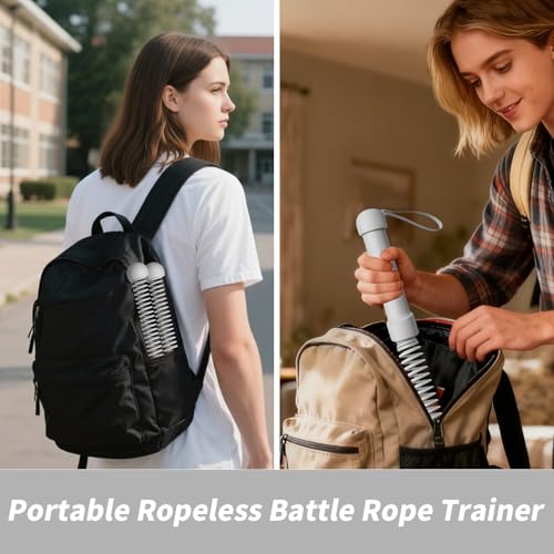 Ropeless Battle Ropes Weighted, 2 Pack Portable Cordless Battle Ropes for HIIT & Cardio Full-Body Workout Tool with Non-Slip Spiral Handles, Travel-Friendly Home Gym Equipment for Women & Men