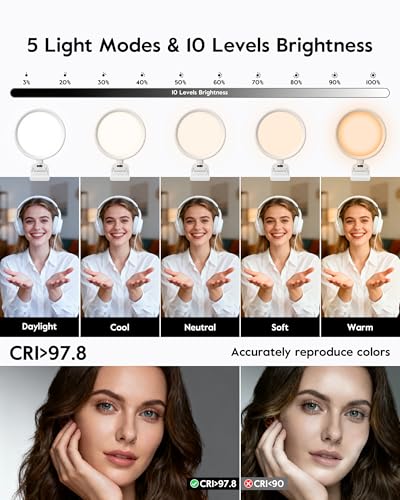 Computer Lighting for Video conferencing with Flexible Clip, 50 Modes - color: White 1 PSC