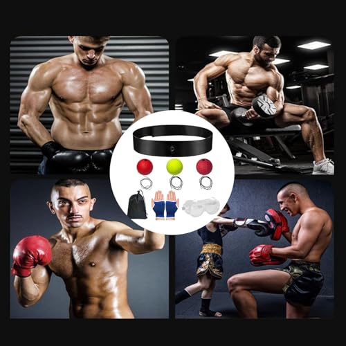 Box-bollen Game, Interactive Boxing Reflex Ball Set, Adjustable Headband for Punching Practice for Reflex, Timing, Accuracy, foc-us Hand Eye Coordination Training for Boxing