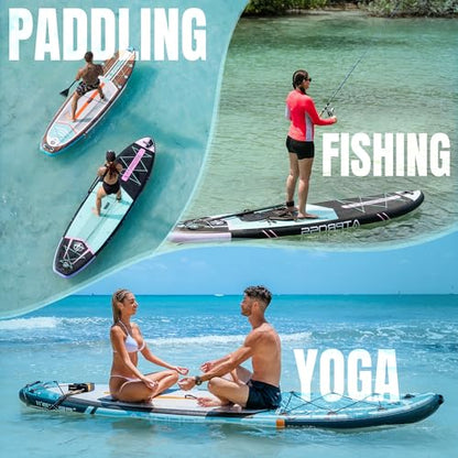 11'6"x35" Inflatable Paddle Board, 450lbs Extra Wide Stand Up Paddleboard for Adults with Premium SUP Accessories Kit & Backpack, Blow Up Kayak Non-Slip Stable Deck Boat for Yoga Fishing Surf - style: blue/ kayak seat