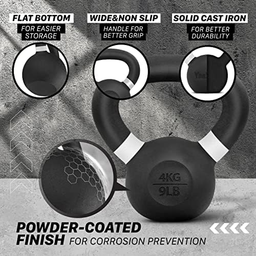 Yes4All Powder Coated Cast Iron Kettlebell, Single Deep Blue, 40 KG / 88 LB - color: White, style: B. Pair