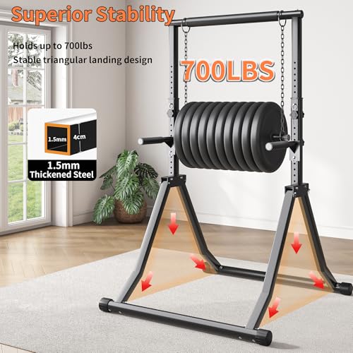 Foldable Power Tower Dip Station for Pull Ups, 66.1"-84.6" 12 Level 700 LBS, Adjustable Dip Handles & Assistance Bands Foldable Home Gym Equipment - color: 66"-85" with Dual Dip Handles