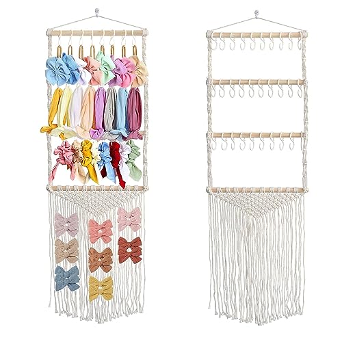 Headband Holder Organizer for Girls Baby Hair Bow Holder Hair Clips Accessory Organizer Macrame Hanging Decor for Nursery Baby Toddler Girls Room S - color: White-S