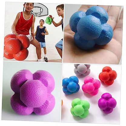 Outanaya 3pcs Hexagonal Reaction Ball Set High Elasticity Fitness Agile Training Balls for Exercise and Agility Training Suitable for Skill Levels Random Color