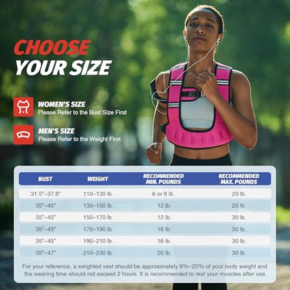 ZELUS Weighted Vest for Women & Men, U-Shaped Running Vest with Arm Pocket - color: Pink, size: 12LB