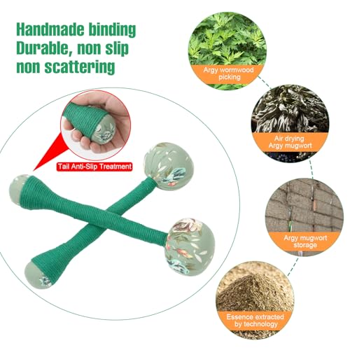 2PCS Long Size Lymphatic Drainage Hammer, Manual Body Massage Hammer, Anti Slip Longer Handheld Herbal Massage Hammer with Two Ends for Back Pain Relief (Light Green) - color: Light Green+light Green