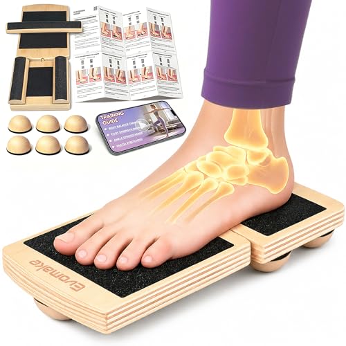 Ankle Strengthener, Ankle Balance Board for Plantar Fasciitis, Foot Stretcher, Sprained Ankle Recovery, Stability Exercises & Posture-Correction | Two Training Levels w/Guide