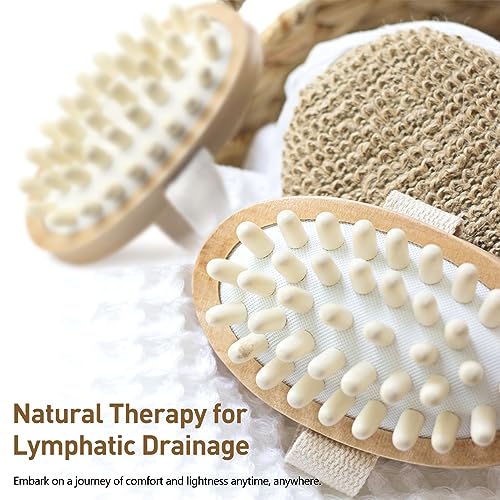 2 Pack Natural Wooden Anti Cellulite Massager Wood Hand-Held Massager Body Brush Muscle Relax Sauna Spa Head Massage Brush