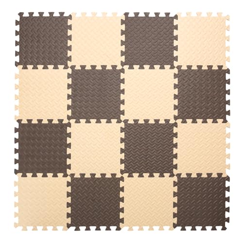 Foam Play Mat, EVA Non-Toxic Interlocking Floor Mats - color: Beige/Coffee, size: 16 Pcs/47.2*47.2