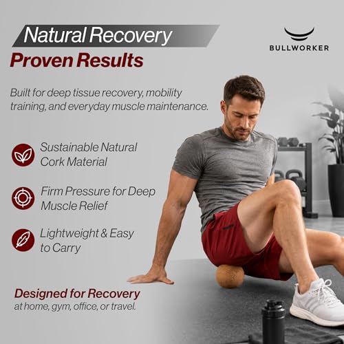 Bullworker 4" Cork Massage and Fitness Ball Recovery Tool - Deep Tissue Muscle Tension Release for Trigger Point, Muscle Soreness, Yoga Therapy, 10 CM
